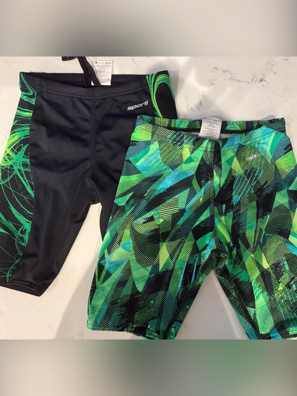 Boy’s Black & Neon Green Swim Jammers - Sporti